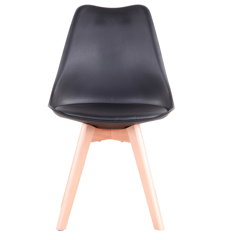 Juego de 4 sillas de comedor modernas EGOONM, asiento acolchado de plástico de madera maciza inspirado con cojín, silla de cocina de estilo Retro para comedor