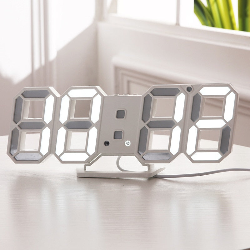 Reloj de pared Digital LED, alarma, fecha, temperatura, retroiluminación automática, mesa de escritorio, decoración del hogar, soporte, relojes colgantes