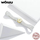 WOSTU 925 Sterling Silver Circle Charm Round CZ Bead Bead Clip Fit Original reflection Charm Bracelet Jewelry Accessories CQX101