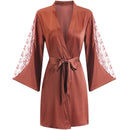 Conjunto de bata Sexy para mujer, ropa de dormir, Kimono de seda sintética, lencería de encaje, camisón, perspectiva suave, regalo de boda nupcial