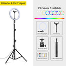 RGB Led Ring Light With Stand colorful Lighting 29 Colorlight,3 Normal Modes Dimmable Selfie 10inch Ring Light For Youtube Video