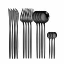 Black Tableware Forks Knives Spoons Cutlery Dinner Set Stainless Steel Cutlery Set Kitchen Flatware Set 16Pcs Luxury Dinnerware
