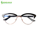 SOOLALA Cat Eye Halbrand-Anti-Blaulichtfilter Brillenrahmen Damen Blaulichtfilternde Anti-Strahlungs-Computerbrille