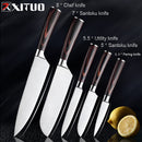 XITUO Kitchen knife Chef Knives 1-5PCS Japanese High Carbon Stainless Steel Cleaver Vegetable Santoku Knife Utility Slicing Tool
