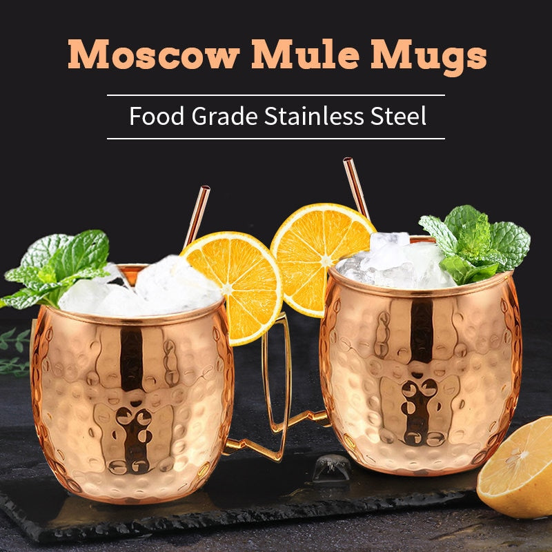 Taza de mula de Moscú chapada en cobre martillado de 550ml, 4 Uds., 18 onzas, taza de cerveza, taza de café, tazas de canecas chapadas en cobre, taza de viaje