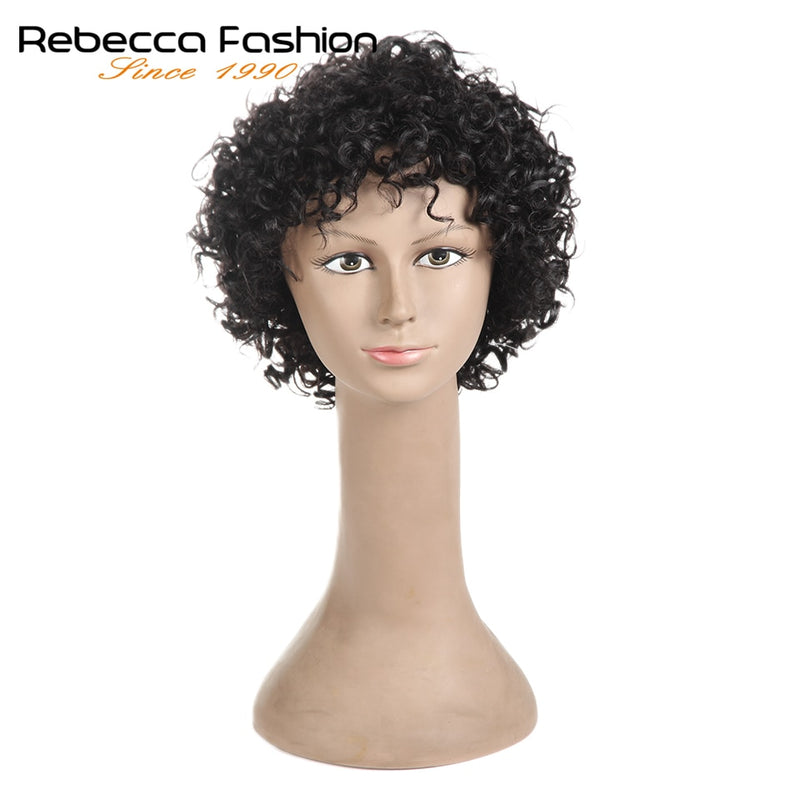 Pelucas rizadas sueltas cortas de Rebecca para mujeres negras, pelucas de cabello humano rizado Remy brasileño, peluca corta, peluca completa de Cosplay Rubio rojo