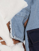 TWOTWINSTYLE Casual Patchwork Pockets Colorblock Jackets For Women Lapel Loose Long Sleeve Female 2022 Winter Fashion Clothes
