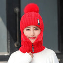 Frauen Wollstrickmütze Skimütze Sets für Frauen Winddicht Winter Outdoor Stricken Warm Dick Siamesischer Schal Kragen Warme Mütze Mädchen Geschenk