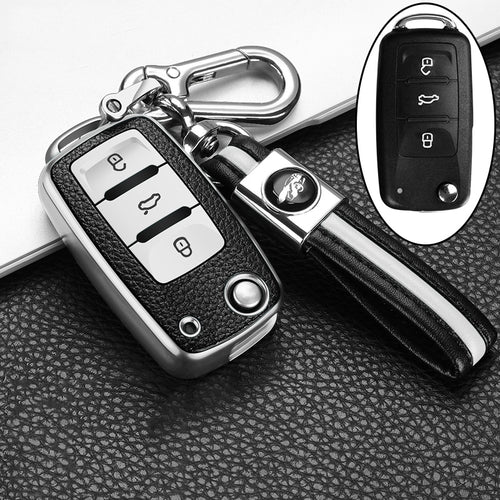 Leder + TPU Autoschlüssel Hülle für Volkswagen VW POLO Tiguan Passat B5 B6 B7 Golf EOS Scirocco Jetta MK6 Octavia Zubehör