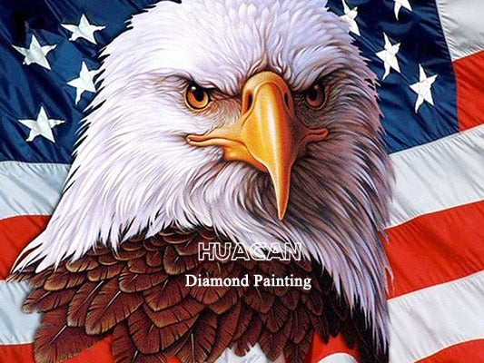 Huacan 5d Diamond Painting Kits Full American Flag Embroidery Eagle Mosaic Farmhouse Home Decor Handmade Gift