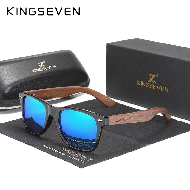 KINGSEVEN New Black Walnut Sunglasses Wood Polarized Sunglasses Men&