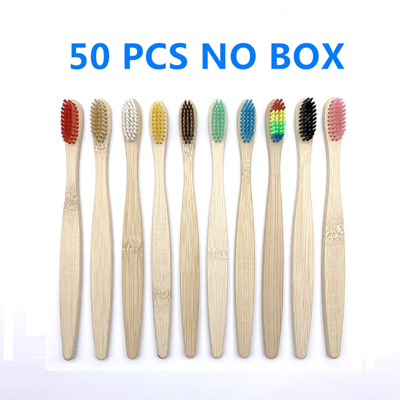 50/40/30-pack Bamboo Toothbrush Adults Soft Bristles Biodegradable Plastic-Free Toothbrushes Low Carbon Eco Bamboo Handle Brush