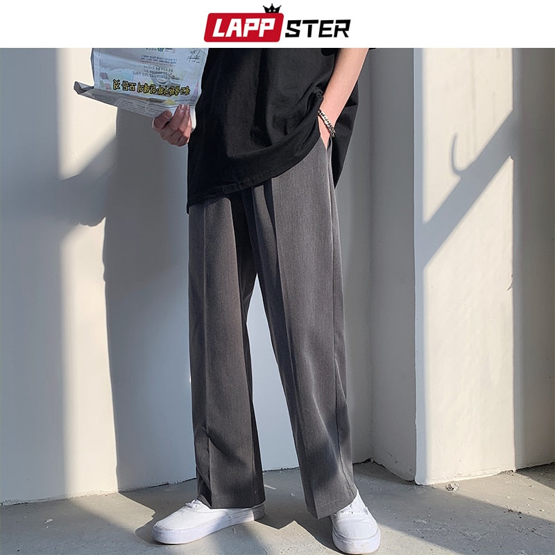 LAPPSTER Men Korean Fashions Harem Pants 2022 Overalls Mens Solid Black Joggers Pants Hip Hop Casual Loose Sweatpants Trousers