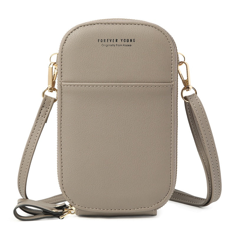 Designer-Handytasche Mini-Umhängetasche für Frauen, zwei Schichten, Umhängetasche, Pu-Leder, Damen, kleine Crossbody-Geldbörse