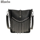DIINOVIVO, bolso de hombro con borlas para mujer, bolso de mensajero con remaches Punk para mujer, bolso de cubo pequeño, bolsos cruzados para mujer, bolso para mujer WHDV1213
