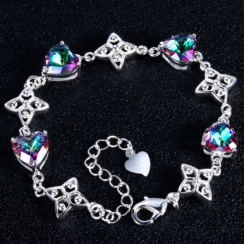 New Arrival Luxury Bracelets For Women With Heart Topaz Gemstone 925 sterling silver woman bracelets Party Anniversary Gift