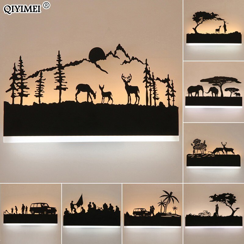 Romantic Wall lamps acrylic lampshade lighting fixture upside warm down cool for living room bedside Animal lights AC110-260V