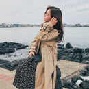 Moda a estrenar mujer gabardina larga cinturón cruzado azul caqui señora ropa otoño primavera prendas de vestir exteriores de gran tamaño calidad