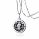 Vnox St Benedict Exorcism Pendant Necklace for Women Men Stainless Steel Catholic Roman Cross Demon Protection Ghost Hunter