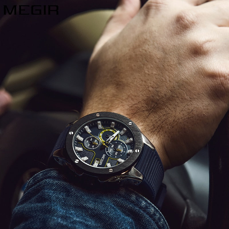 Reloj deportivo MEGIR para hombre, marca superior de lujo, resistente al agua, cronógrafo luminoso, relojes militares del ejército de cuarzo, reloj para hombre, reloj Masculino