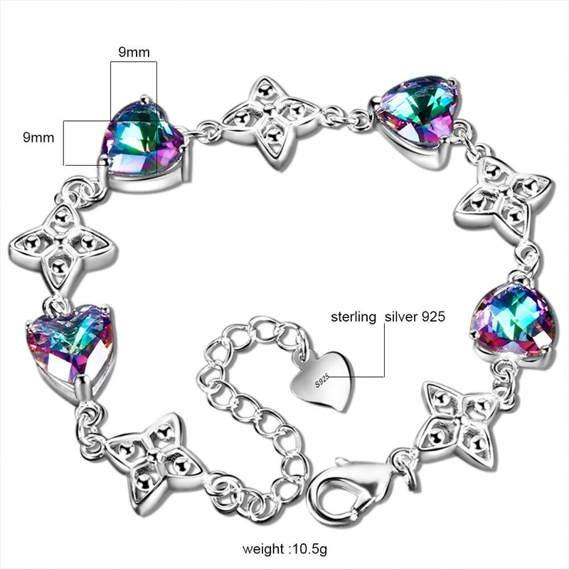 New Arrival Luxury Bracelets For Women With Heart Topaz Gemstone 925 sterling silver woman bracelets Party Anniversary Gift