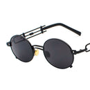 Kachawoo Metal Round Steampunk Sunglasses Men Retro Vintage Gothic Steam Punk Sun Glasses For Women Summer 2018