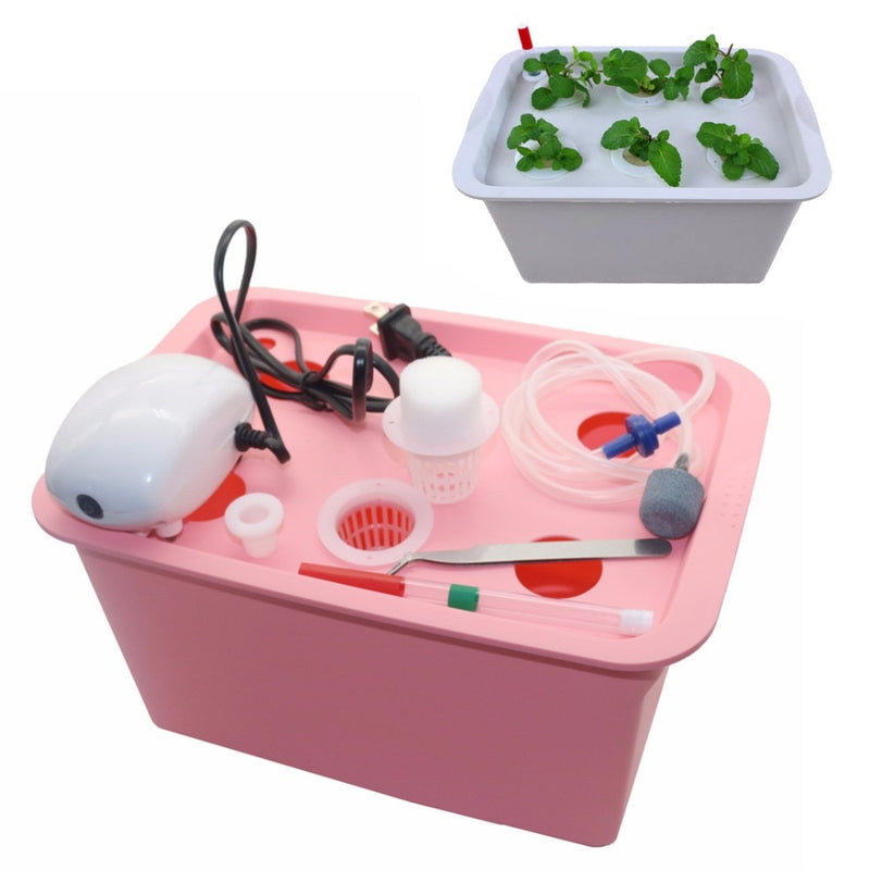 6-Loch-Anlagenstandort Hydrokultursystem Indoor-Gartenschrank Box Growkit Bubble Garden Pots Planter Nursery Pot 220V / 110V 1 Set