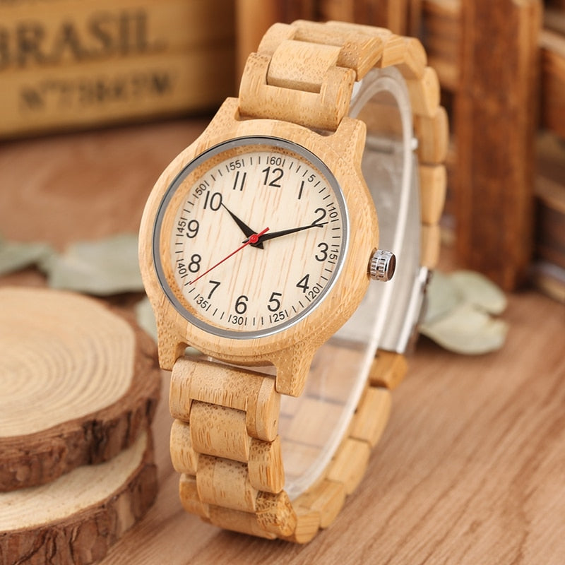 Women Wood Watch Natural All Bamboo Wood Clock Watches Top Brand Luxury Quartz Ladies Dress Watch Wooden Bangle as Best Gifts