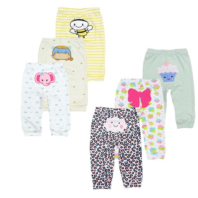 3/6 Pieces Baby Trousers Cotton Autumn Cartoon Animal Print Leggings Boys Girls Long Baby Pants