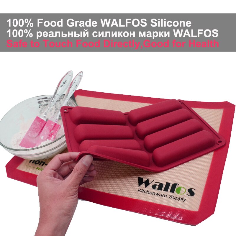 WALFOS Cake Tools Silikon Classic Collection Formen Finger Orange Antihaft-Eclair 8 Formen Silikon-Backform