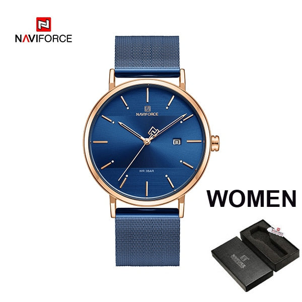 NAVIFORCE Couple Watch Luxury Quartz Mens Watch Women Simple Wristwatch Clock for Male Female Waterproof Lovers Gift Watch 2019