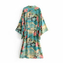 Verde Vintage Night Garde Print Boho maxi Kimono manga cárdigan bohemio blusa larga envolvente Tops ropa de playa Bikini cubierta traje de baño