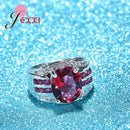 Classic Red Crystal  Rings Wedding Engagement Pure 925 Sterling Silver Rings For Women Latest Style Accessory
