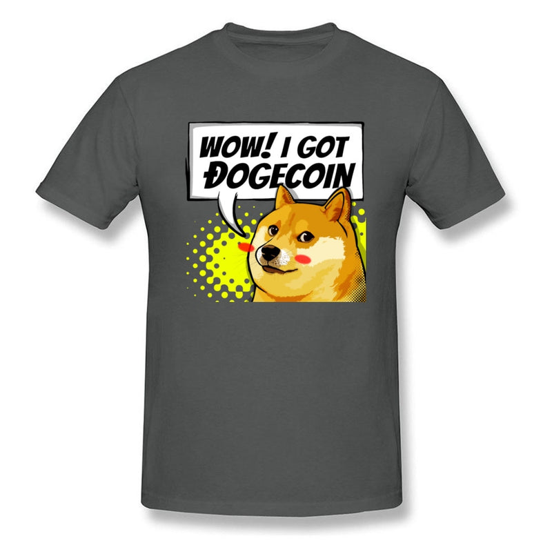 I Got Dogecoin Doge Meme T-shirt Funny Mens Clothing Black Tops Cotton Tees Man No Fade T Shirt Boyfriend Gift Tshirts