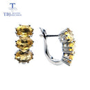 TBJ,natural citrine stone jewelry set ring and earring in 925 sterling silver fine jewelry for women daily wear Valentine gift