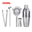 UPORS Stainless Steel Cocktail Set 550ml/750ml Cocktail Shaker Set with Muddler Jigger Bar Spoon Ice Tong Bartender Kit Bar Set