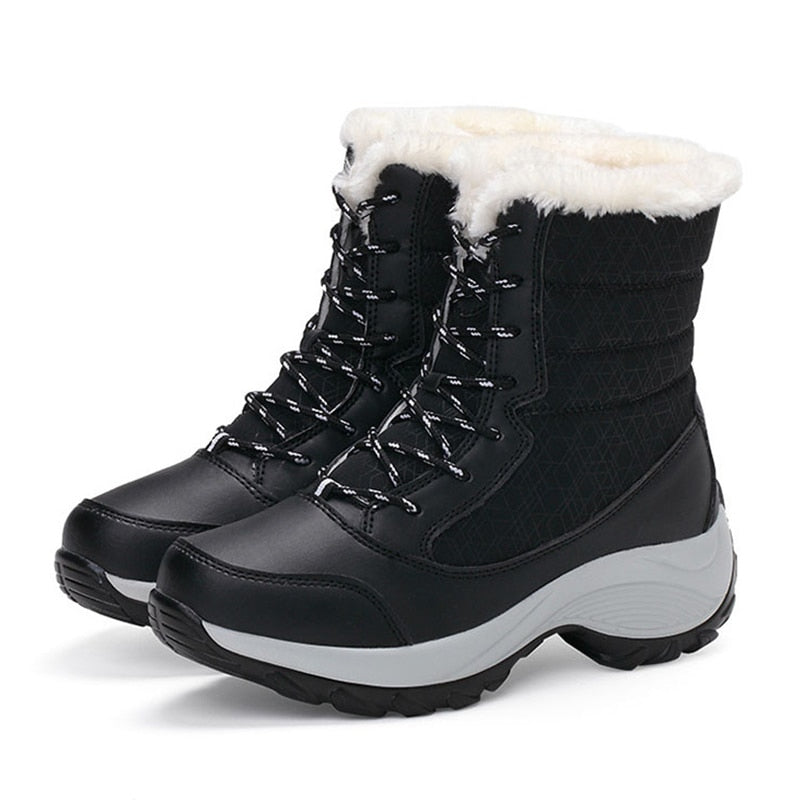 Botas de Mujer, zapatos de invierno impermeables, Botas de nieve para Mujer, botas de invierno con plataforma para mantener el calor, con tacones de piel gruesa, Botas para Mujer 2019