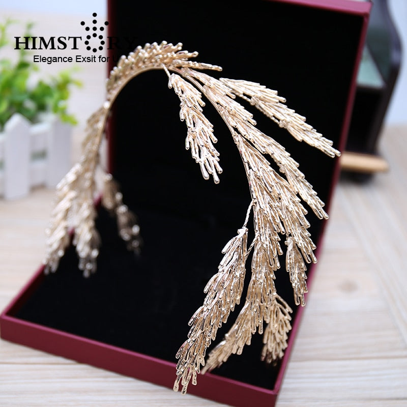 Irregular Baroque Crowns Gold Leaf Headband Hair Jewelry Wedding Hair Accessories Princess Tiara  Bridal Headpiece Headbands