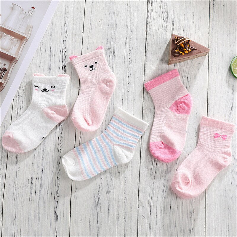 5 par/lote de calcetines de algodón para bebés, calcetines con estampado de bigote para niñas y niños, calcetines para niños pequeños de primavera y otoño, calcetines para niños de 1 a 3 años