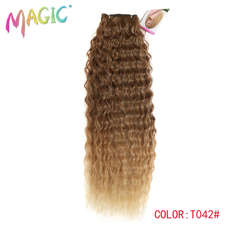 MAGIC Deep Curly Synthetic Hair Weave Deep Wave Hair Bundles 28"30"32"Inches Ombre Color Two Tone Curly Hair Extension 120g