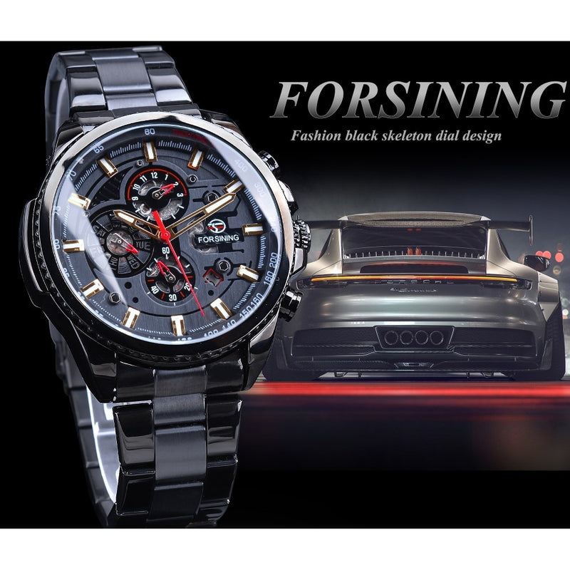 Forsining 2019 3 Dial calendario multifunción militar luminoso mano hombres mecánico deporte automático reloj de pulsera de marca superior de lujo