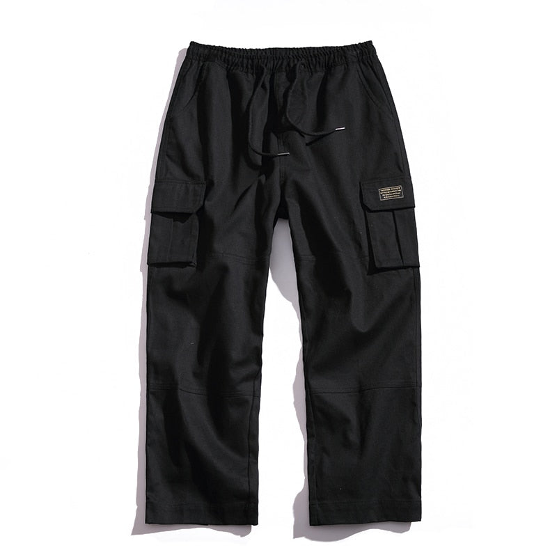 2022 Men Multi-pocket Elastic Waist Design Harem Pant Street Punk Hip Hop Red Casual Trousers Joggers Male Army Cargo Pants 5XL