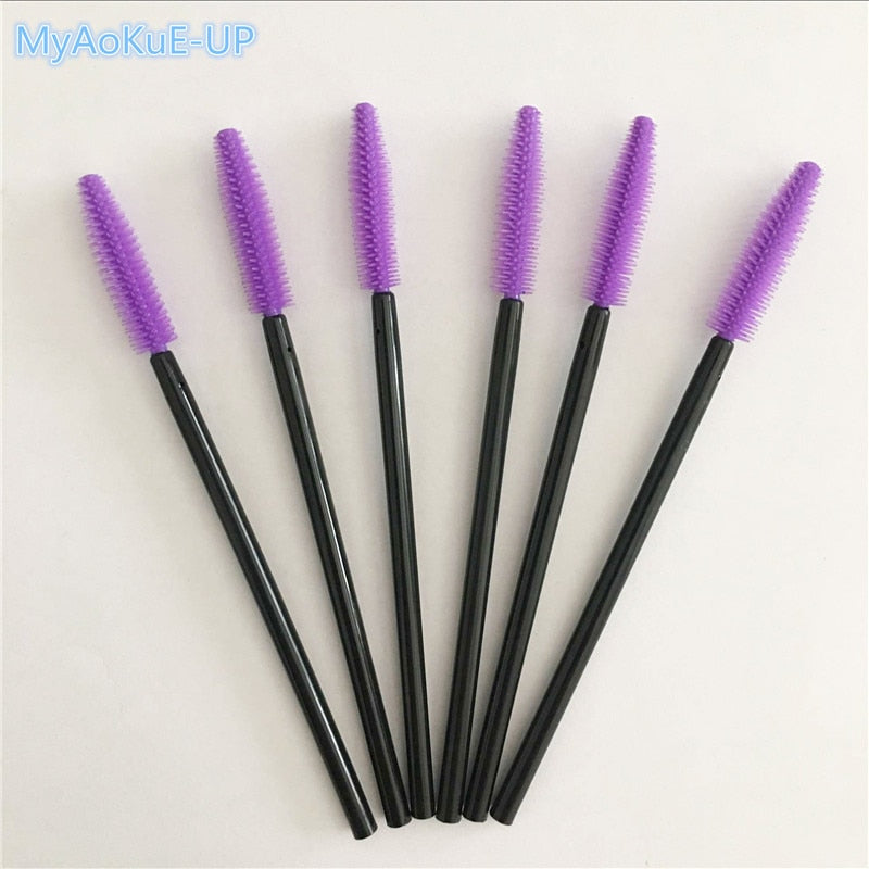 200 pcs/lot Silicone Eyelashes Brushes Mix Colors Disposable Mascara Wands Lashes Makeup Brushes For Eyelash Extension