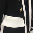 HIGH STREET New Fashion 2023 Designer Blazer Women's Classic Black White Color Block Metal Buttons Blazer Jacket Outer Wear