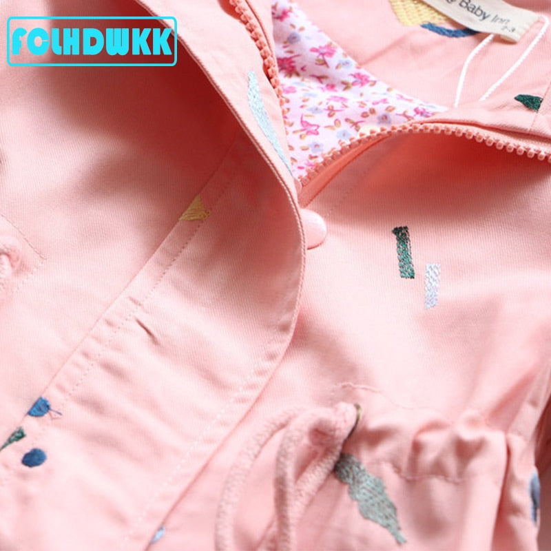 2021 primavera otoño niñas abrigo cortavientos chaquetas bebé niños flor bordado con capucha prendas de vestir para bebés niños abrigos chaqueta ropa