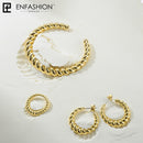 Enfashion Pure Form Twist Hoop Earrings Circle Gold Color Small Round Hoops Earings For Women Fashion Jewelry Aros EF181082