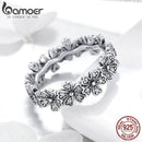 BAMOER 925 Sterling Silber Ring, geschichtete Gänseblümchen, Fingerring, Blumenring für Damen, Geschenk, romantischer Retro-Stil, Edelschmuck SCR397