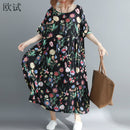 Oversized Floral Print Cotton Casual Woman Dress Summer Flower Boho Beach Dress for Women Loose Long Ladies Dresses 2021