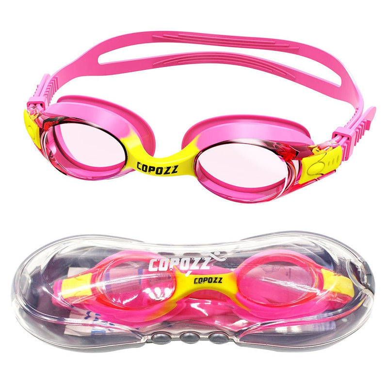 COPOZZ Swimming Goggles Kids Age 3-10 Waterproof Swimming Glasses Clear Anti-fog UV Protection Soft Silicone Frame and Strap