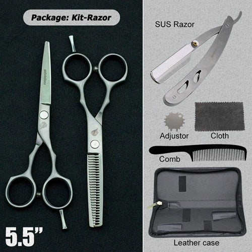 5.5" black hair scissors barber razor scissors hot scissors hair cut designs cheap hairdressing tools hair clipper kids scisors